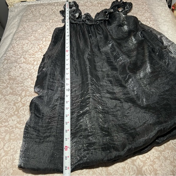 Mina UK ~ Metallic Charcoal Gray Bubble Hem Mini Rosettes Dress in One Size - Picture 8 of 9